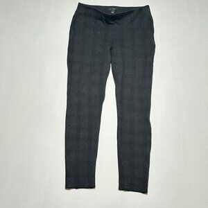 Ann Taylor Plaid Slim Ponte Pants — Size 6 / Dark Gray Windowpane